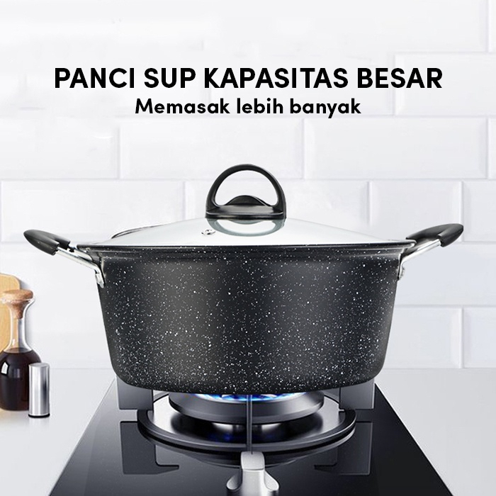 GM Bear Panci Penggorengan Set Marble Coating Ceramic 1382 / 1382 - Arria Panci Set 3 psc