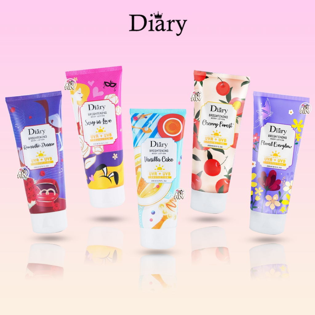 DIARY BRIGHTENING SERIES BODY LOTION 200ML ( CHERRY FOREST / FLORAL EVERGLOW / ROMANTIC DINNER / SEXY IN LOVE / VANILLA CAKE )