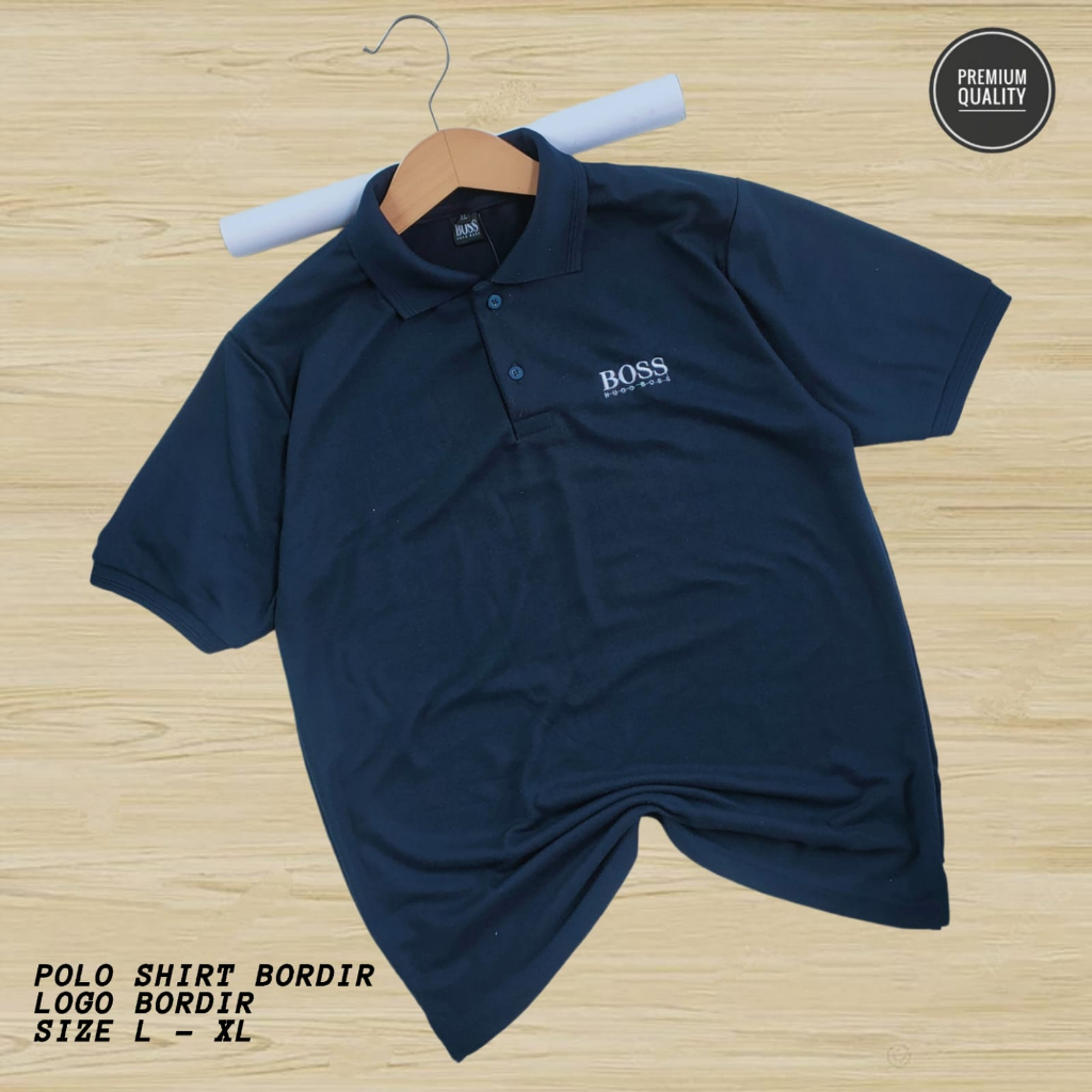 Kaos Polo Atasan Tshirt Berkerah Premium Pria Dewasa Lengan Pendek Bordir Boss