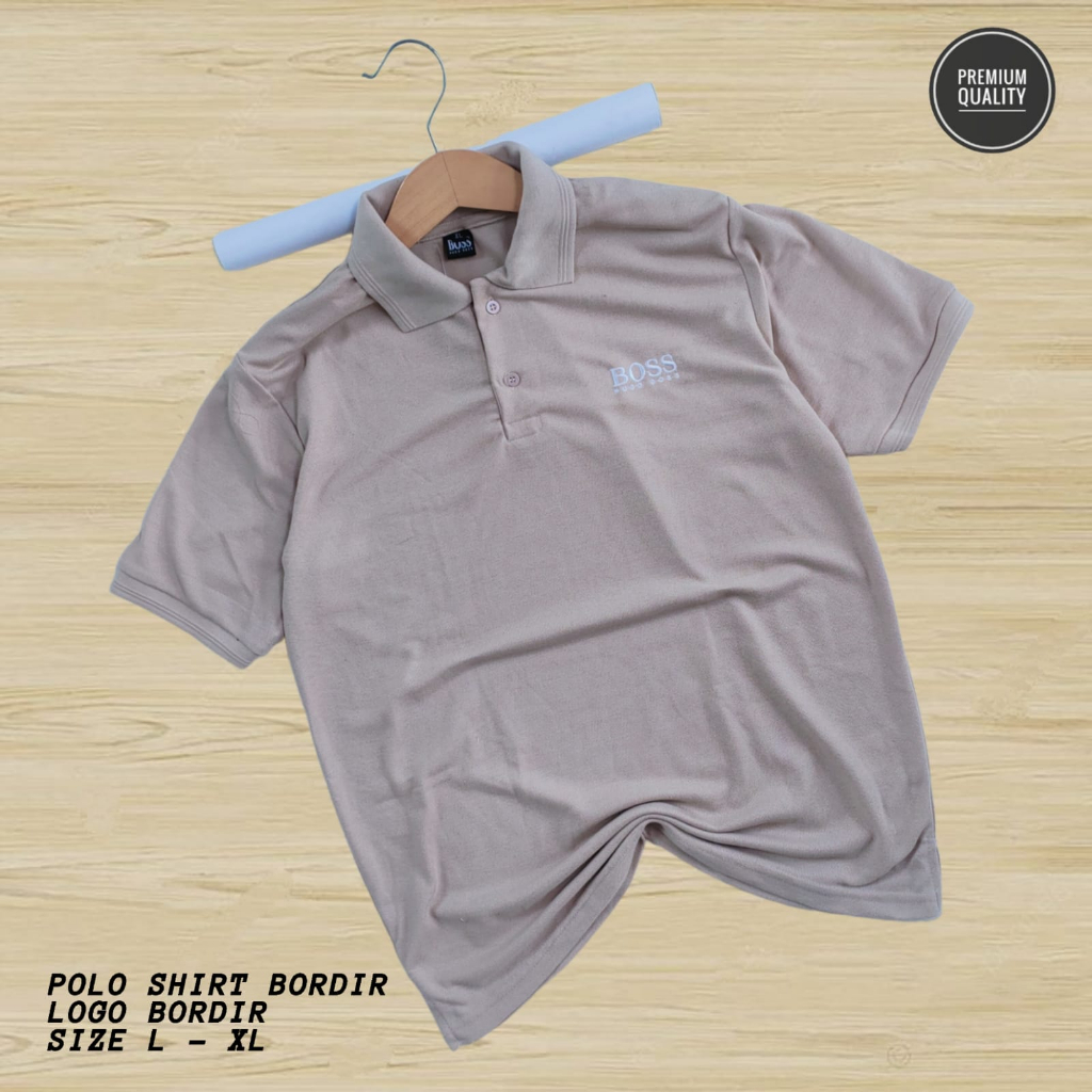Kaos Polo Atasan Tshirt Berkerah Premium Pria Dewasa Lengan Pendek Bordir Boss