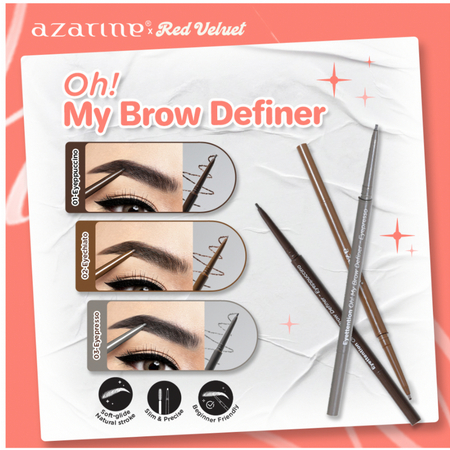 ❤️BEST SELLER❤️PROMO Azarine x Red Velvet Oh My Brow Eyebrow Matic Black, Brown, Ash Grey| Oh So Fine Liner Eyeliner Brown Black