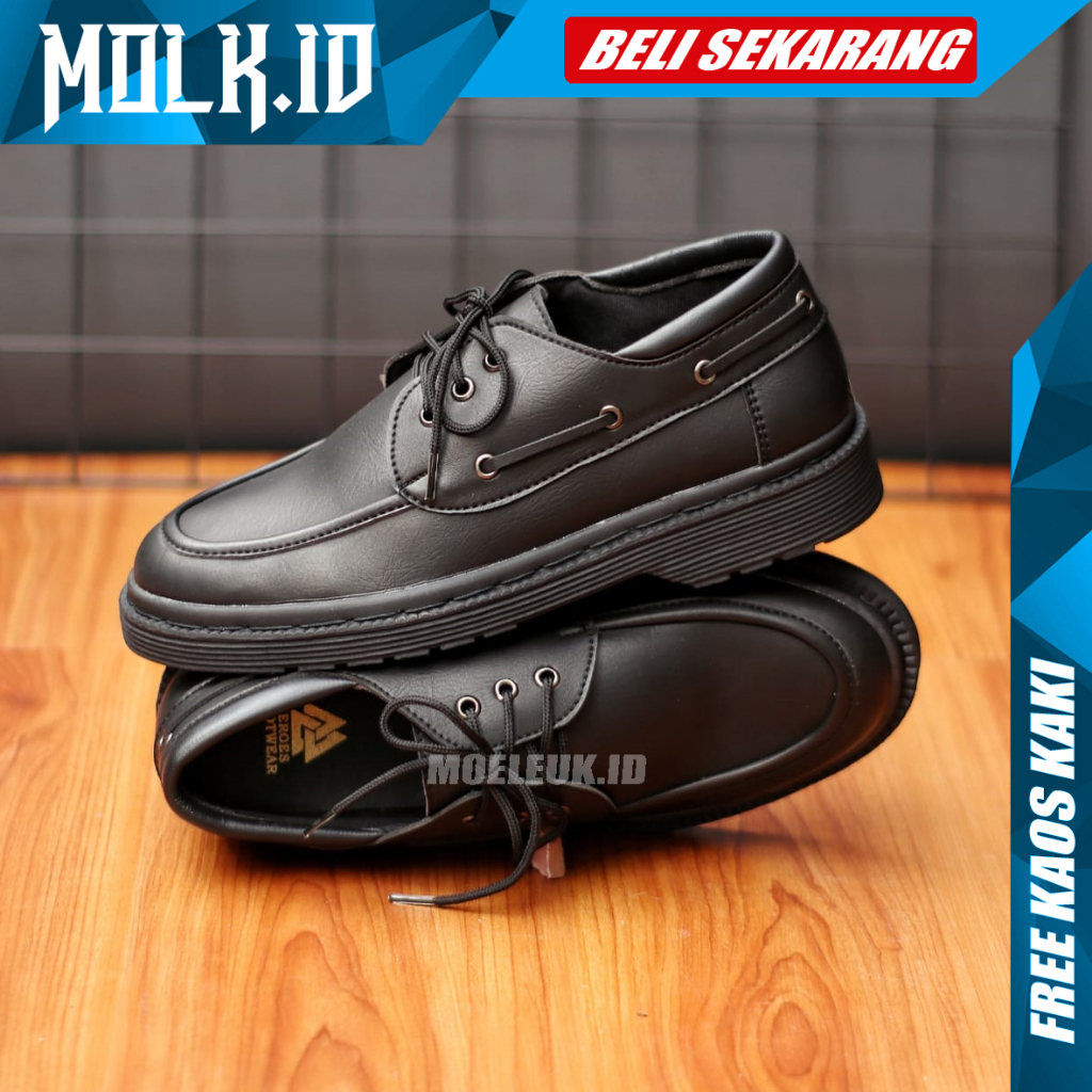 MOLK Sepatu Formal Pria Hitam Pantofel Kerja Kantor Kuliah Docmart