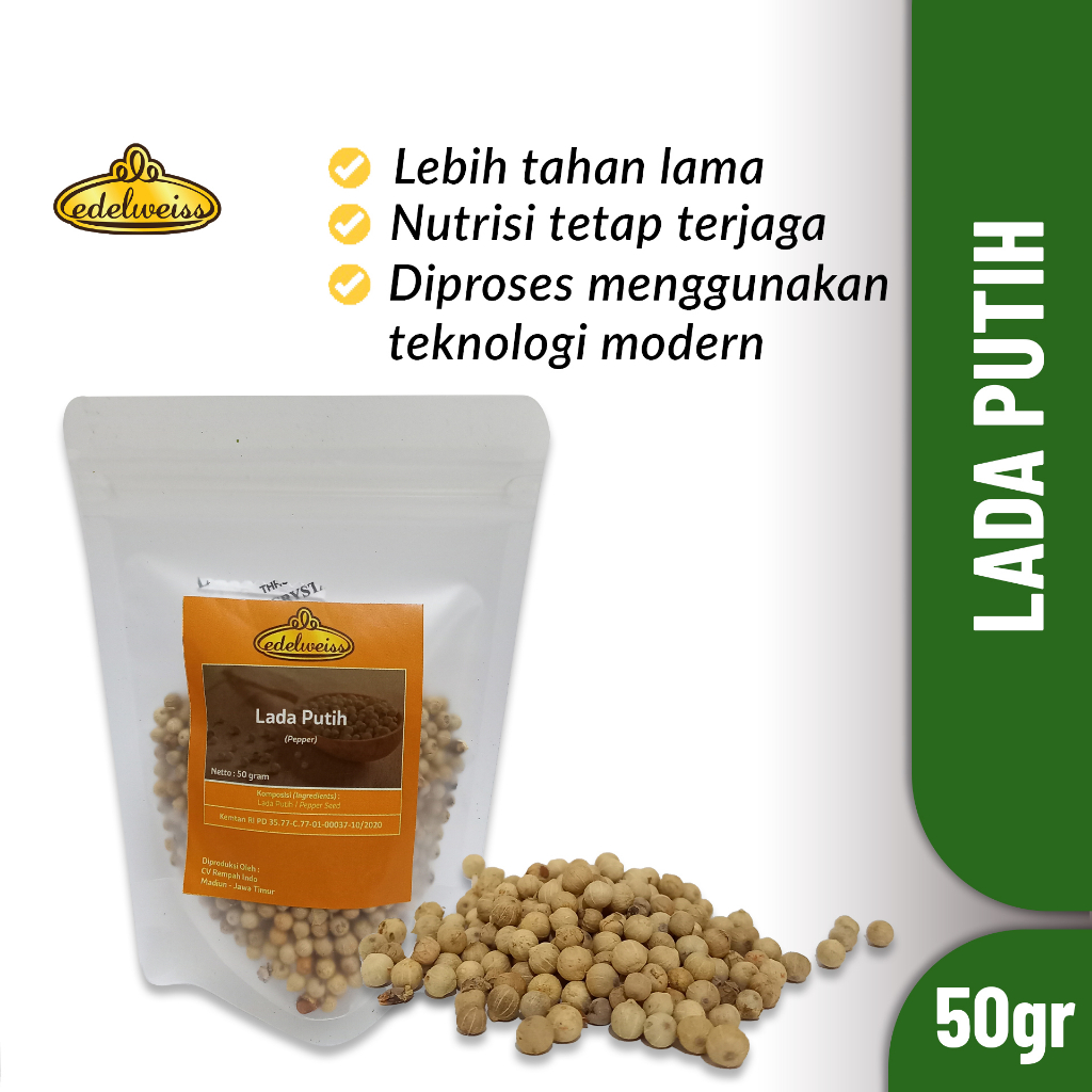 

Edelweiss Lada Putih / Merica (pepper) 50gr