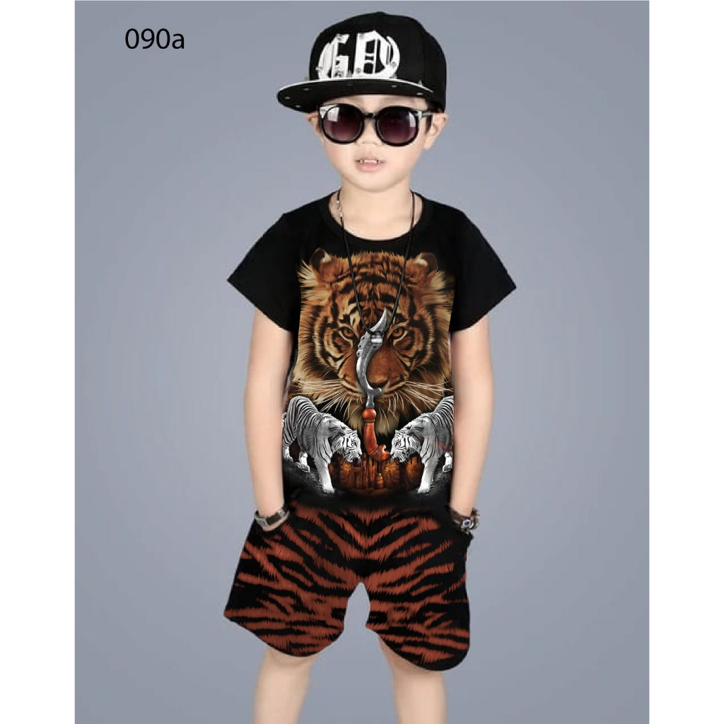 Baju Setelan Anak Umur 4-13tahun Gambar MACAN Kujang 09 / Baju Jumper Pendek Kaos + Celana