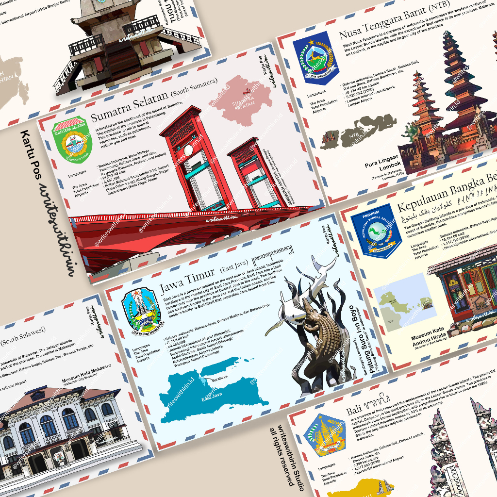 

(writeswithirin) Kartu Pos/ Postcard/ Post Card/ Penpal Data Provinsi Indonesia