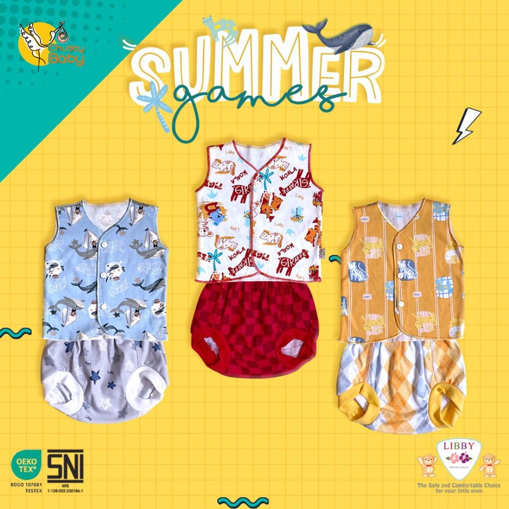 Libby Baby Setelan Kutung motif  BEN VOYAGE/BABY COLLECTION/SUMMER GAMES New Born/Libby Motif The Enchanted Wild- libby baju bayi murah 1 stel