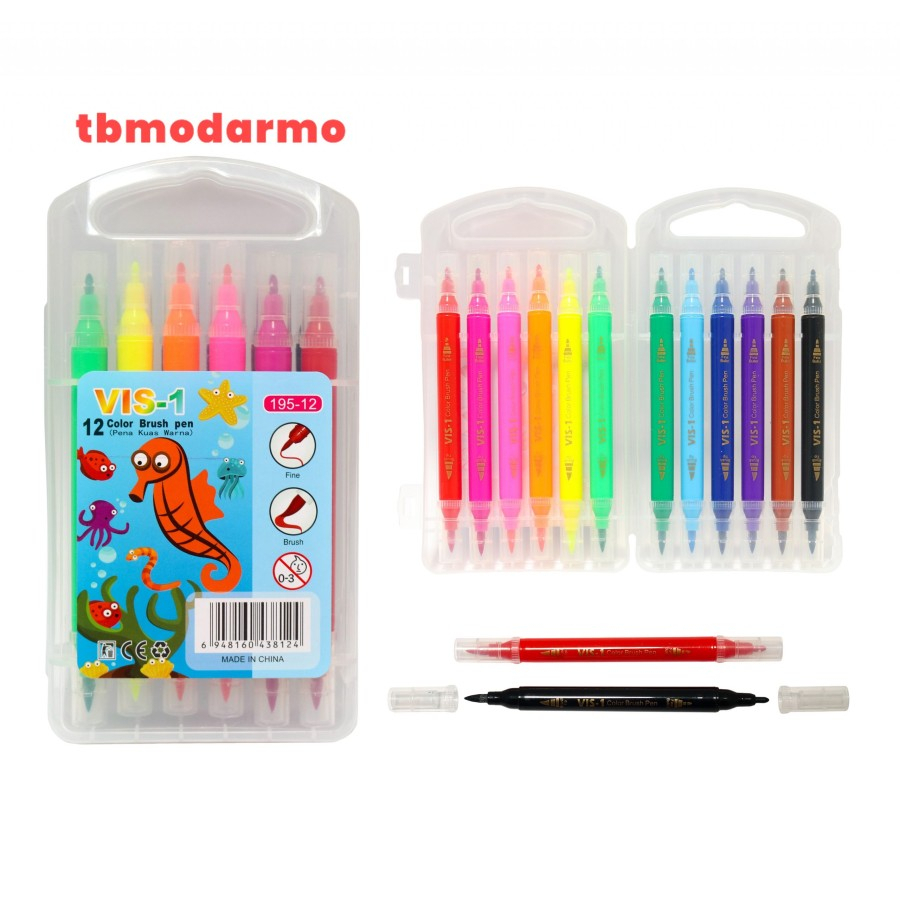 Tbmo VIS-1 Color Brush Pen Duo 195-12 Isi 12 Warna