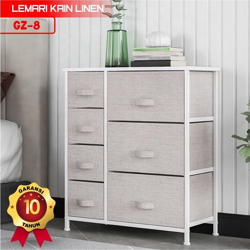 Lemari 5 Laci Kain Lemari TV Rak Lemari Penyimpanan Lemari sisi ranjang premium GZ-6 Lemari Susun Kain Linen Rak Penyimpanan Laci