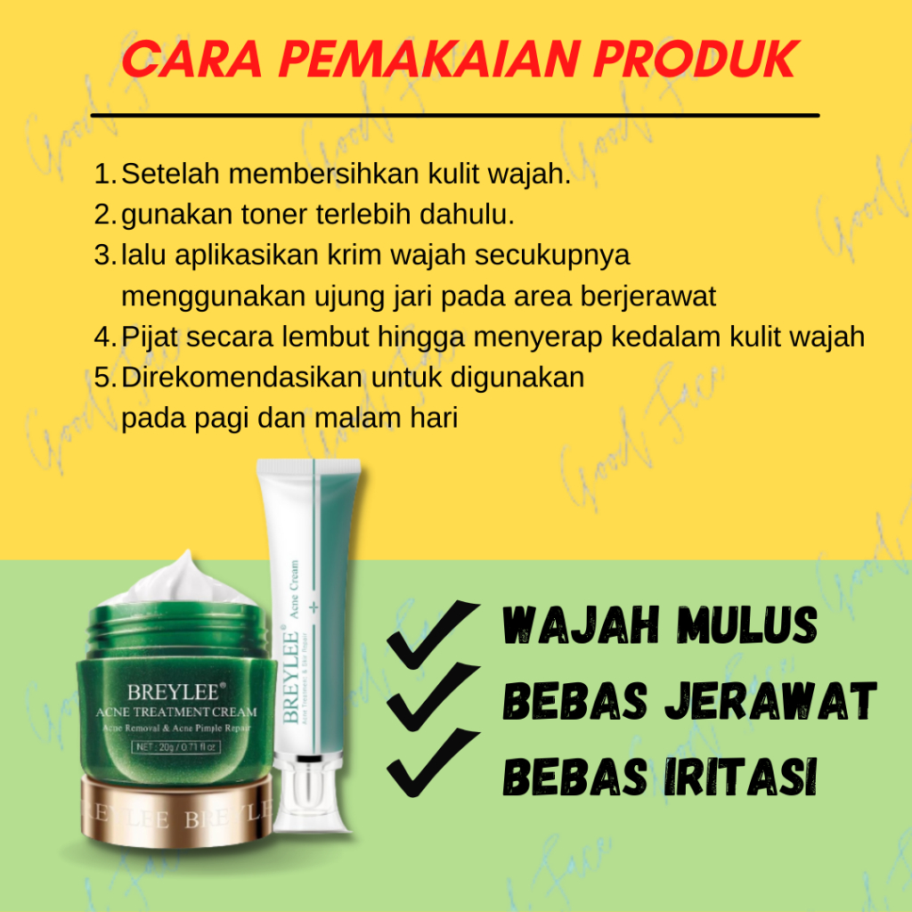 PENGHILANG JERAWAT BREYLEE Acne Cream Set Mengatasi &amp; Menghilangkan Noda Jerawat (2pcs)