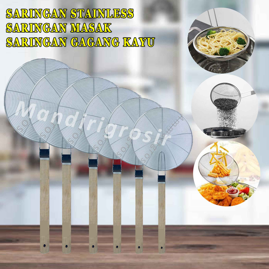 Saringan Gagang Kayu* Saringan Stainless* Saringan Masak* Penyaring Masakan* Serbaguna