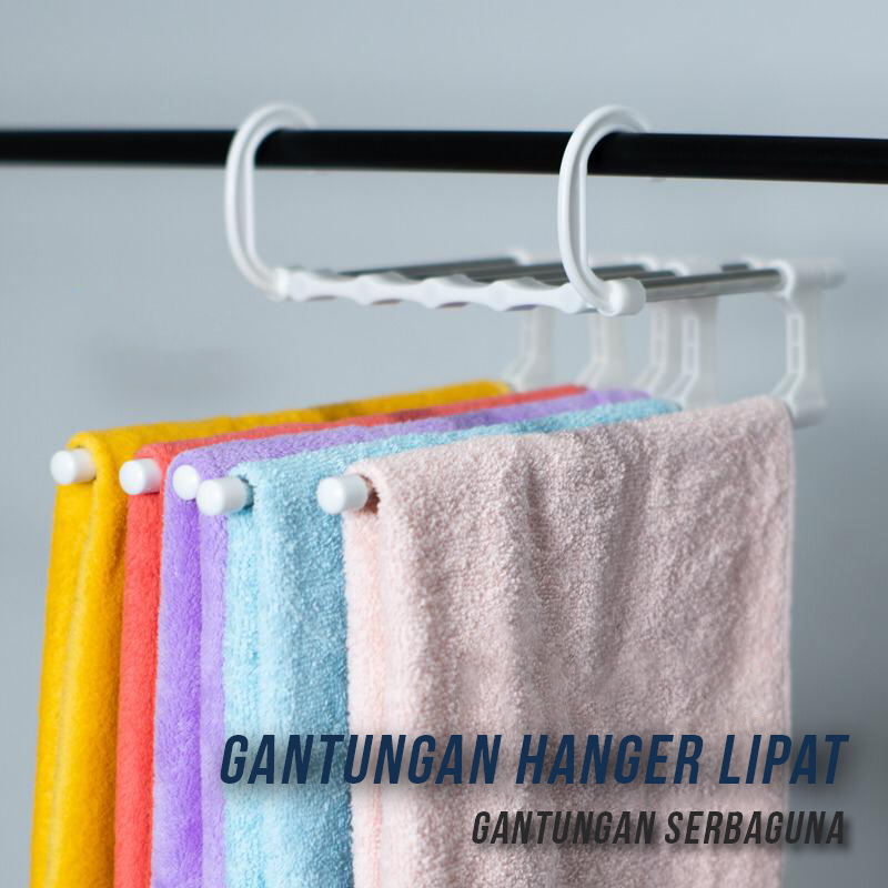 Gantungan Stainless 5 in 1 Trousers Hanger Baju Celana Jilbab Syal Hemat Tempat Termurah