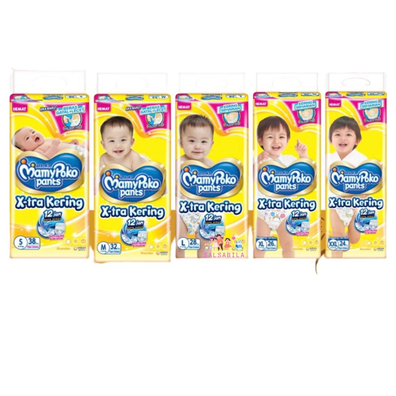 MamyPoko pants X-tra Kering Ukuran S38 / M32 / L28 / XL26 / XXL24 | mamypoko popok celana