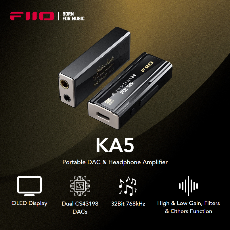 FIIO KA5 KA-5 KA 5 USB DAC Headphone Amp with 3.5mm and 4.4mm Outputs