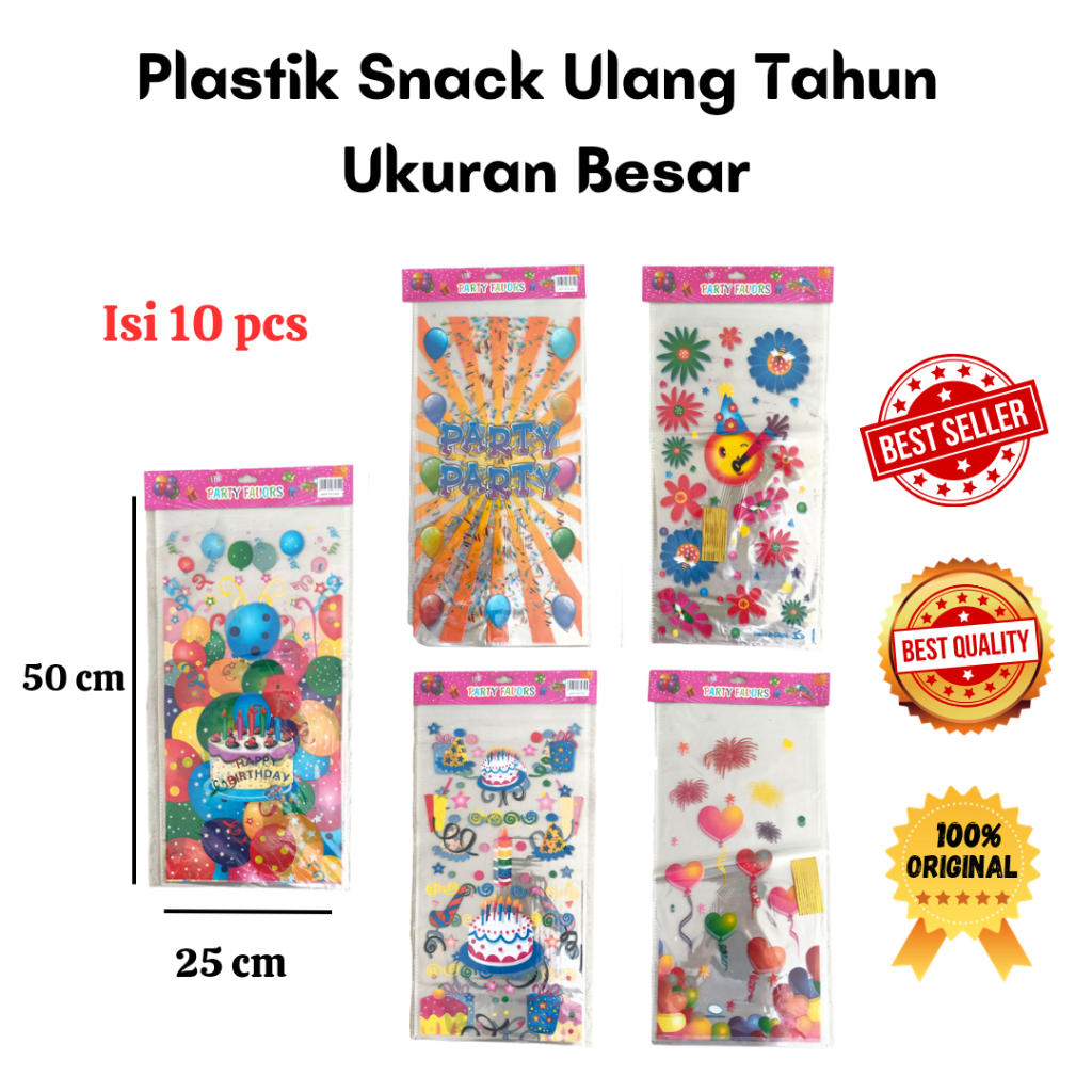 

10 Pcs Plastik Snack Ulang Tahun Ukuran Besar / Plastik Happy Birthday