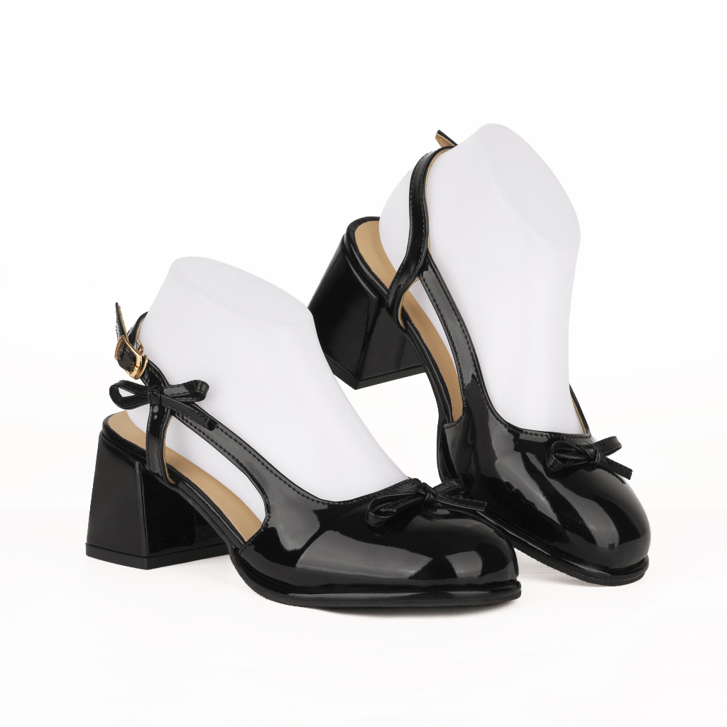 Sepatu Perempuan Kasual Hak Tahu Sepatu Wanita Import Pita Tali Belakang Mules Cewek Slingback Terbaru SK-064