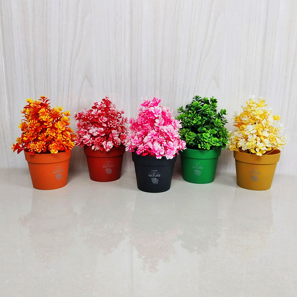 AND / COD / Bunga Hias Plastik Dekorasi Rumah Pot Bunga Hias Mini Import Tanaman Hias Palsu Artificial Flowers PBP143