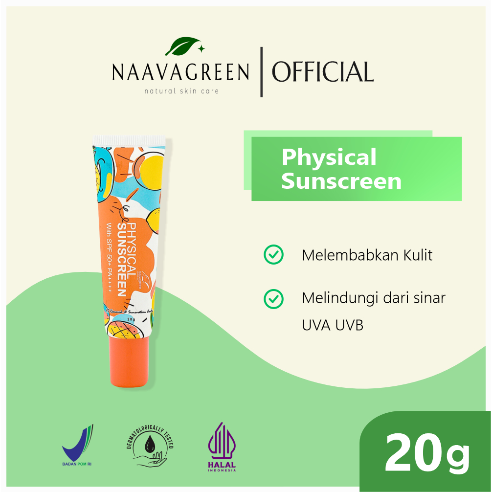 NAAVAGREEN Physical Sunscreen - Melembabkan kulit kering dan melindungi dari sinar UVA UVB