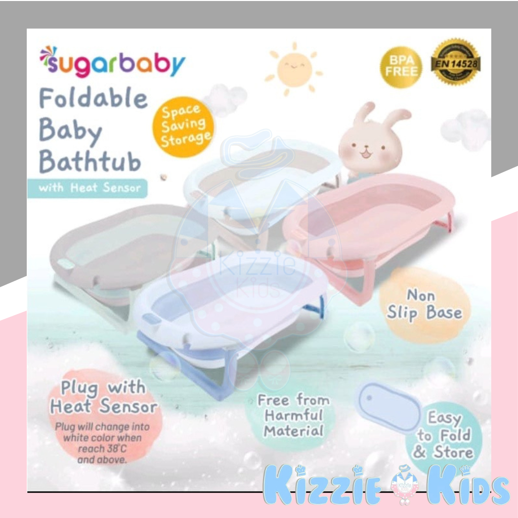 Sugar Baby foldable baby bathtub dengan sensor panas F76&amp;F79&amp;XL&amp;F82 / Bak Mandi Bayi Lipat dengan sensor panas/Bak Bayi