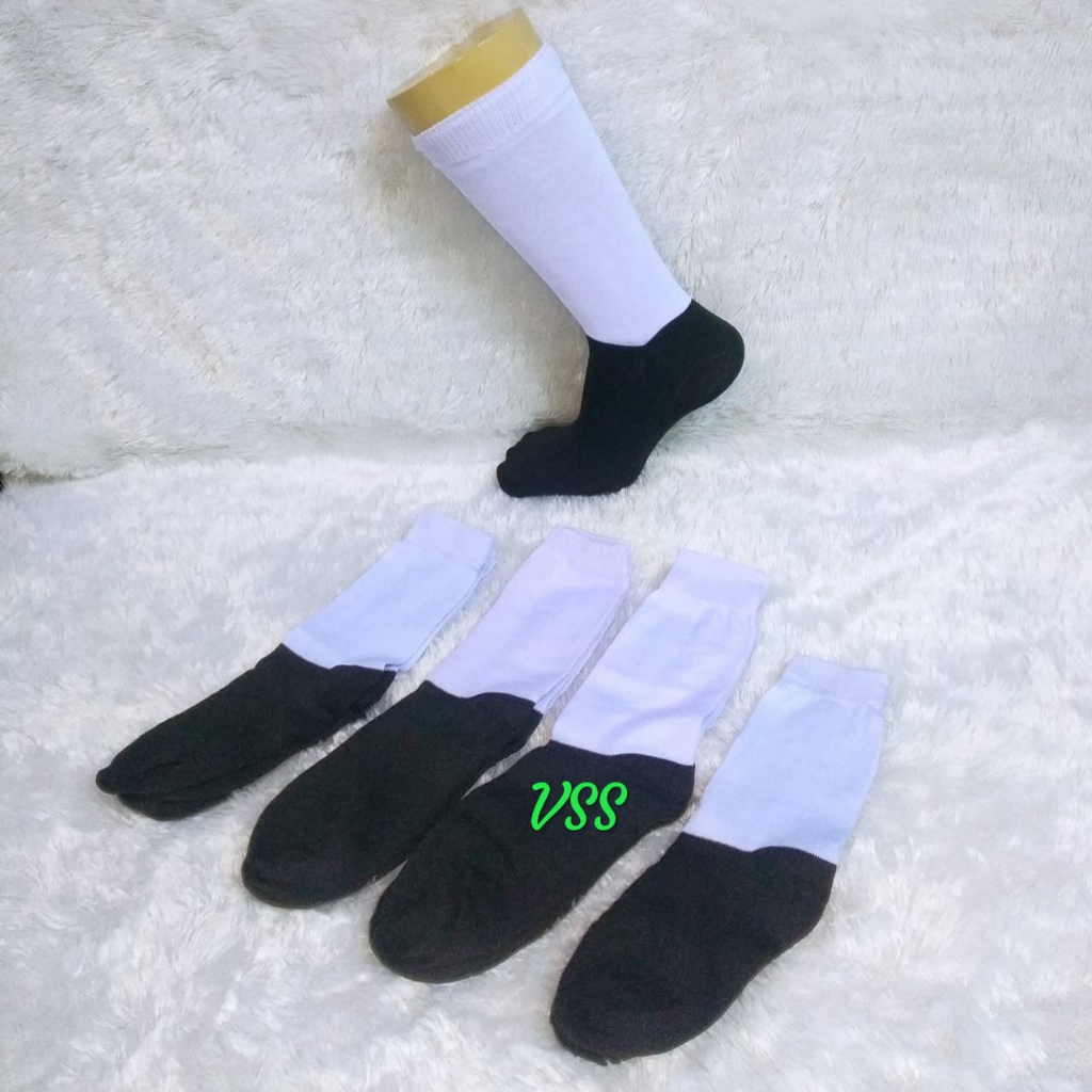 3 pasang kaos kaki anak sekolah sd smp sma hitam putih panjang bahan poliester