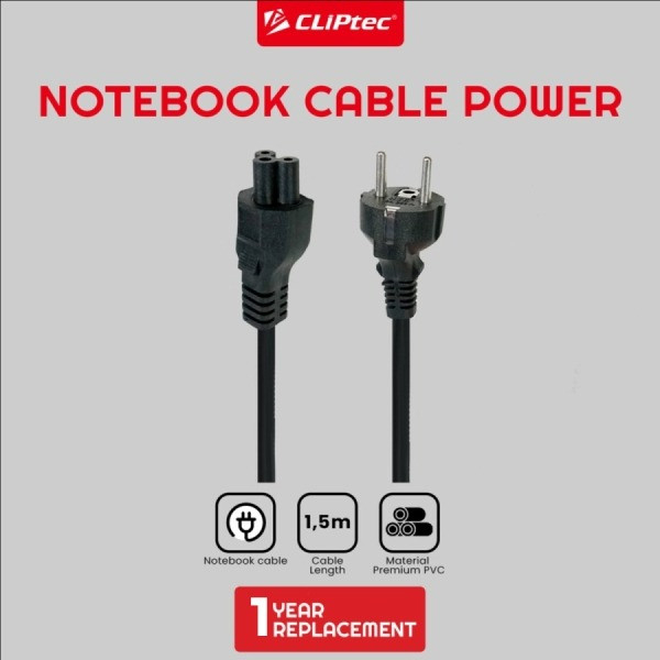 Kabel Power Notebook CLIPtec Tebal 1.5m - Notebook Cable Power 1.5m