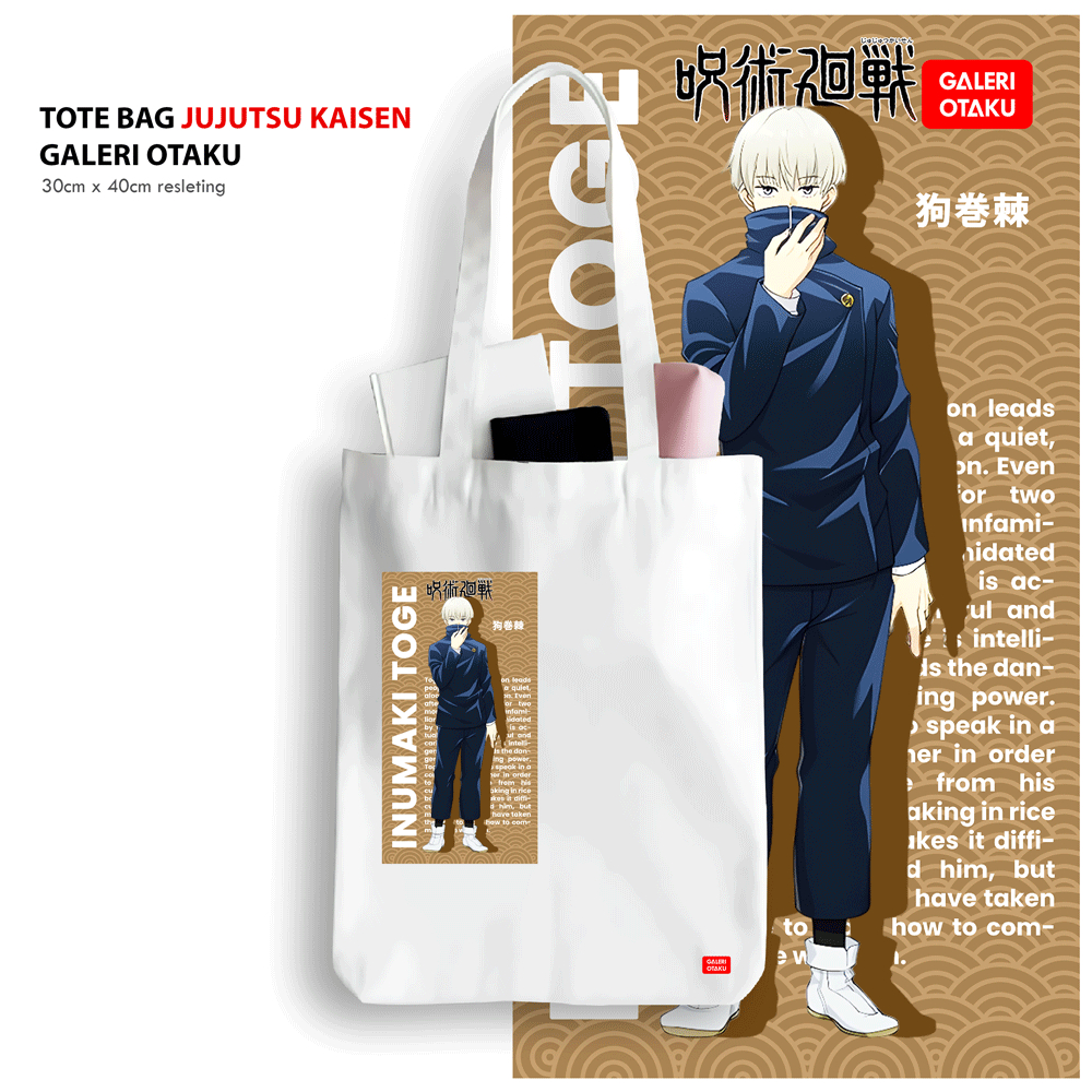 NEW JUJUTSU KAISEN TOTEBAG CANVAS ANIME / INUMAKI TOGE / GOJO SATORU / ITADORI YUJI / TAS JUJUTSU KAISEN / MERCHANDISE GOJO SATORU