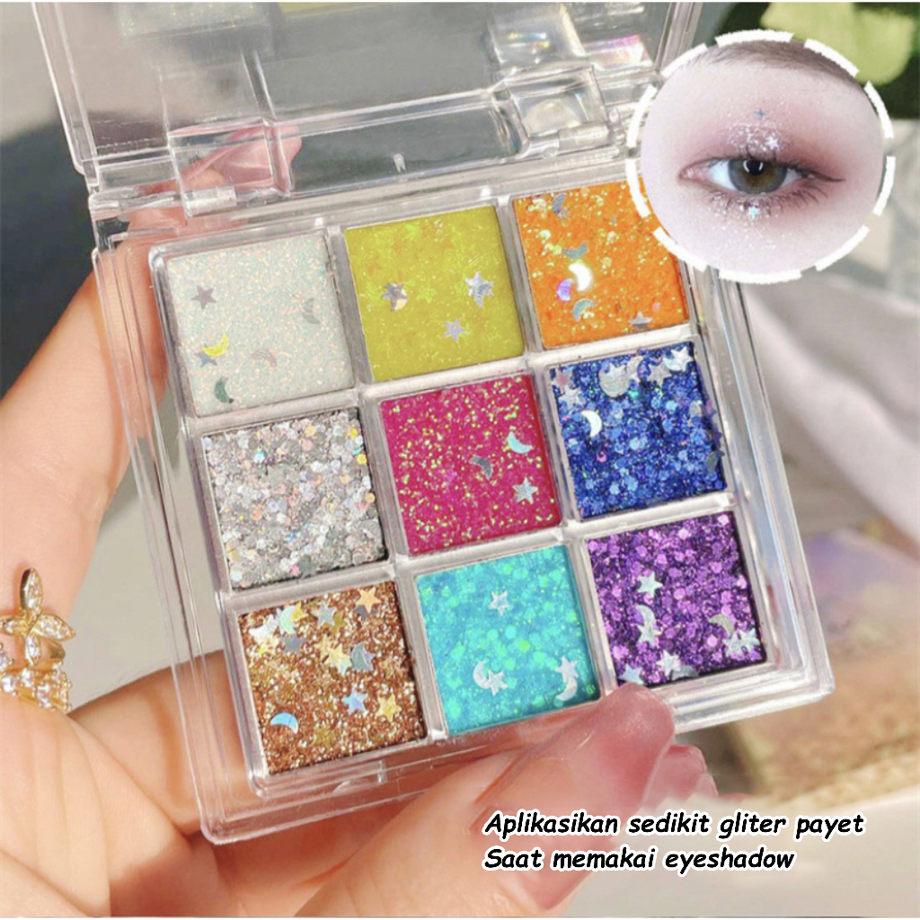 COD!!! Eyeshadow Palette Glitter Make up Shimmer 9 Warna Glamour