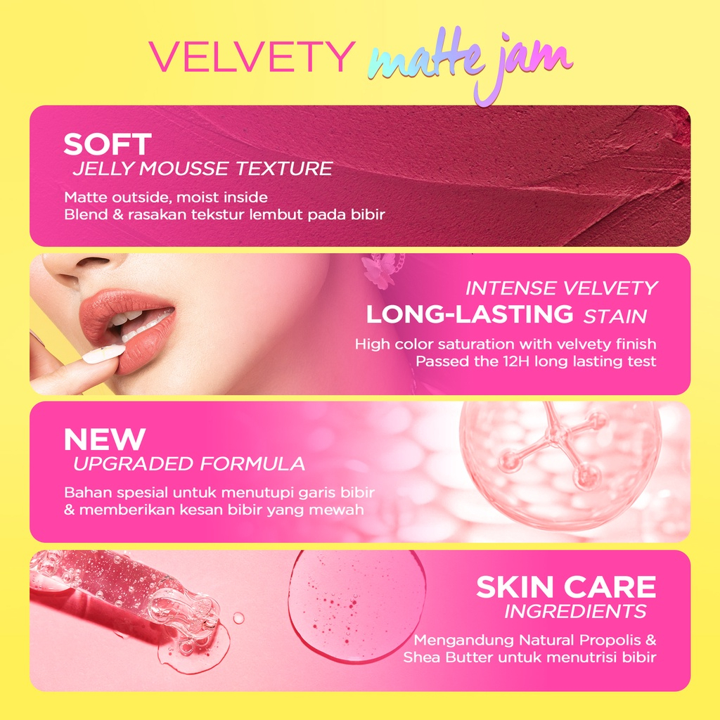 DAZZLE ME 2 in 1 Love Jam Lip Clay | Tahan Air Kepekatan Warna tinggi Lip Mud Dua Fungsi Soft Jelly Mousse Lipstik Cheek Blusher