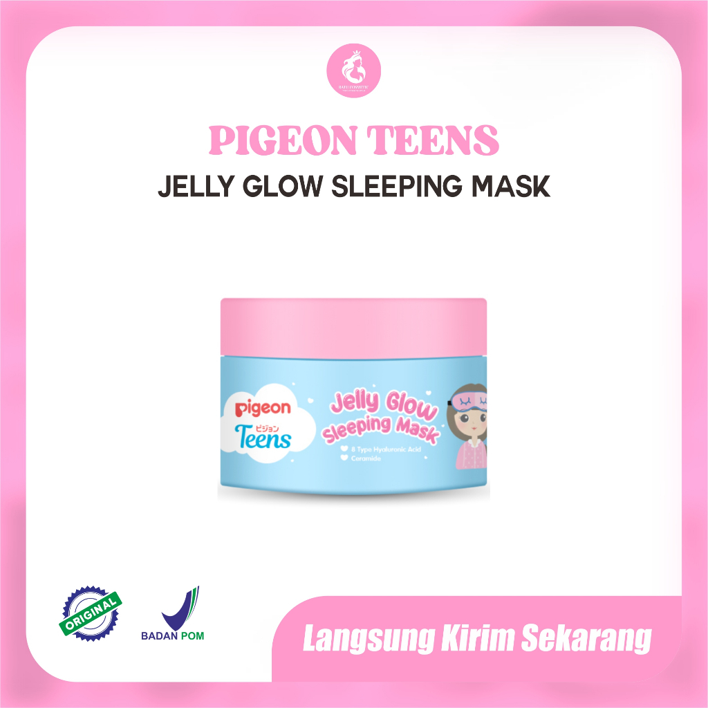 PIGEON Teens Jelly Glow Sleeping Mask Indonesia / Masker Wajah 30g / 8 Type Hyaluronic Acid Ceramide / Jely Glowing Bright Moisturizer Moisturizing Melembabkan Lembab Hidrasi Skin Barrier / Skincare Face Care Series Anak Remaja / Gel Day Night Cream Krim