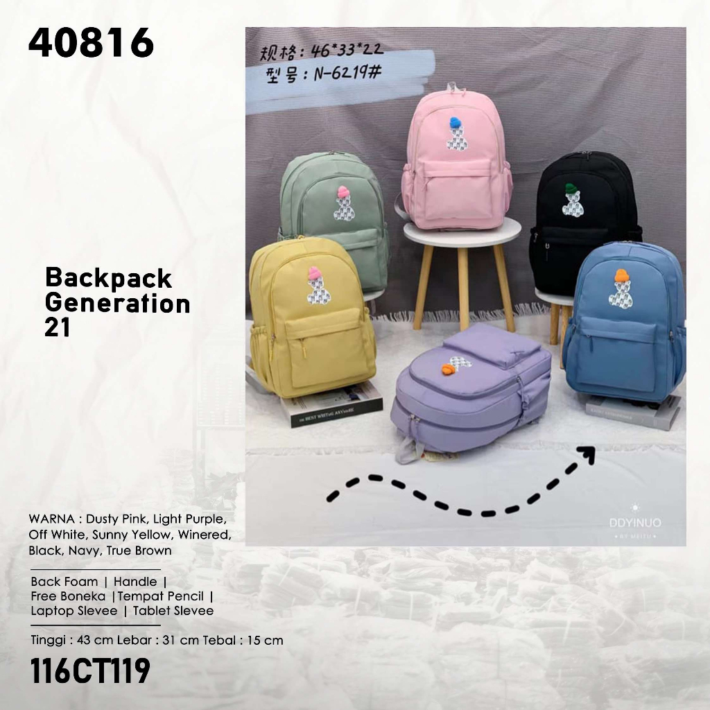 Generation 21 Premium Tas Ransel Wanita ABG Import Korea dengan Banyak Motif Terbaru Anak Perempuan 40662 40816