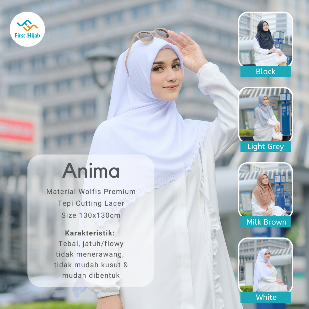 Kerudung Segi Empat Polos Premium Lasercut Jilbab Segi Empat Syari 130x130 Wolfis Grade A Model Anim