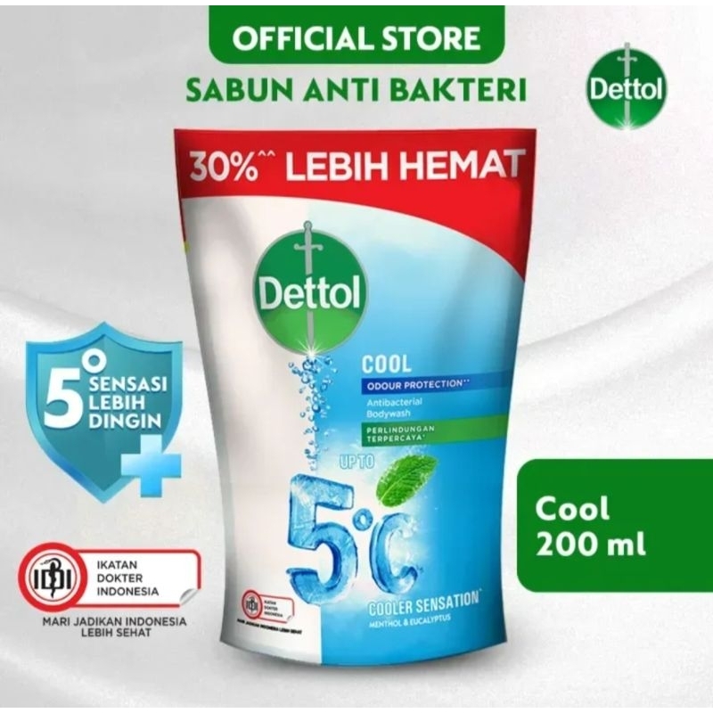 Dettol Sabun Mandi Cair Anti Bakteri Cool Refill 200 gr