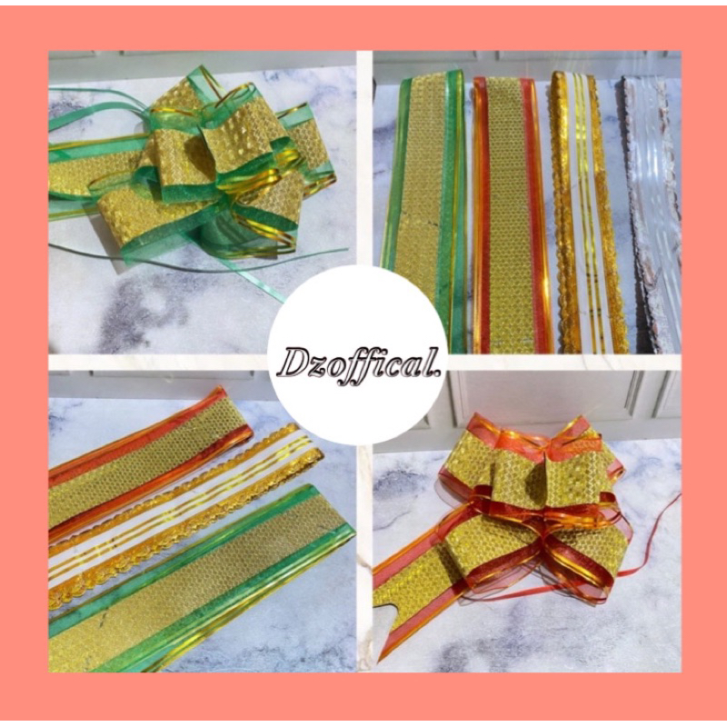 

PITA SERUT ORGANDI PITA TARIK BESAR 71 MM KAIN KACA METALIK ORGANZA HIASAN PARCEL LEBARAN