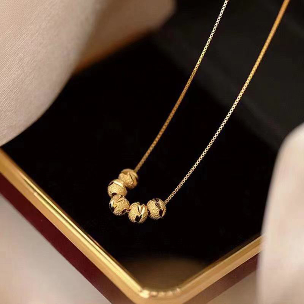 ✨COD✅Kalung 18K Gold Wanita Fashion Korea  Kristal Liontin Aksesoris Anti Karat Rantai Perhiasan  D823