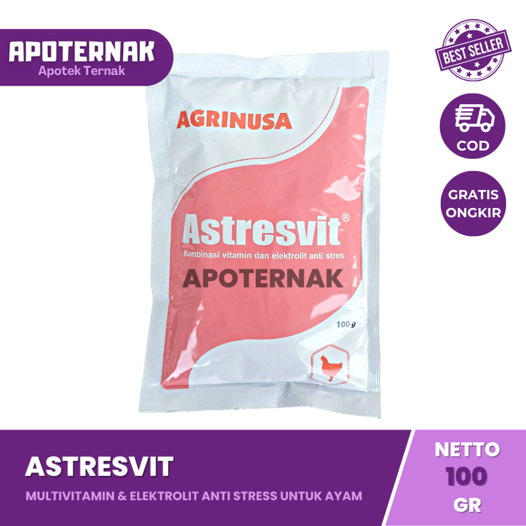ASTRESVIT 100gr ELEKTROLIT Multivitamin AYAM ANTI HEADSTRES 100 gr