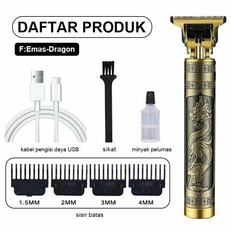 ￼Mesin Cukur Rambut Listrik / Alat Cukur Rambut Kumis Jenggot Profesional Hair Clipper Vintage / Alat Cukur Elektrik Mesin Cukur Rambut Cas