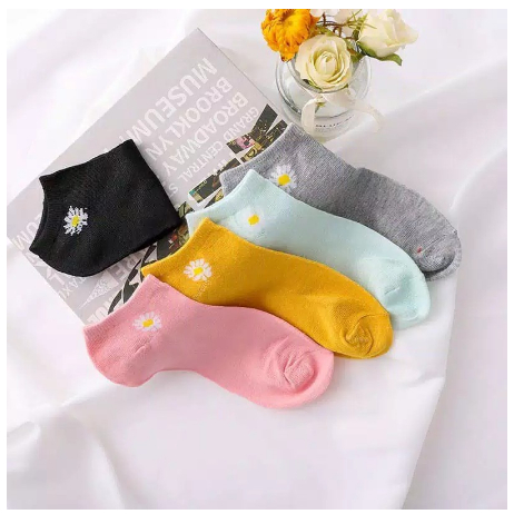 KAOS KAKI WANITA MOTIF BUNGA DAISY KAUS KAKI PENDEK SOCKS KAOS KAKI BUNGA ASTER KOREA MURAH | FADHILAH SHOP BJB