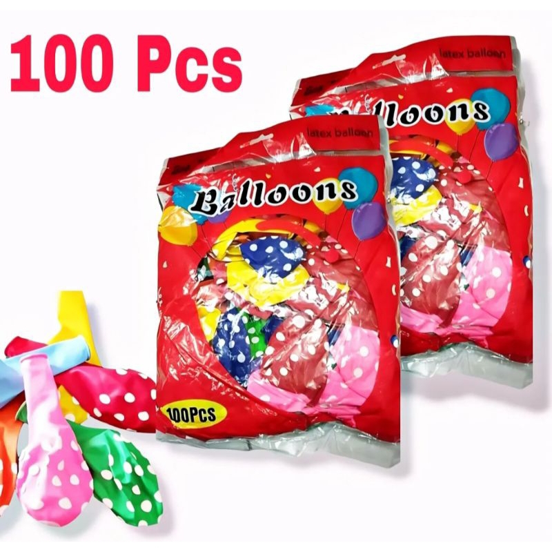 100 Pcs BALON POLKADOT TOTOL - Balon Ulang Tahun 100 pcs - Balon Totol Balon Motif Harga Grosir