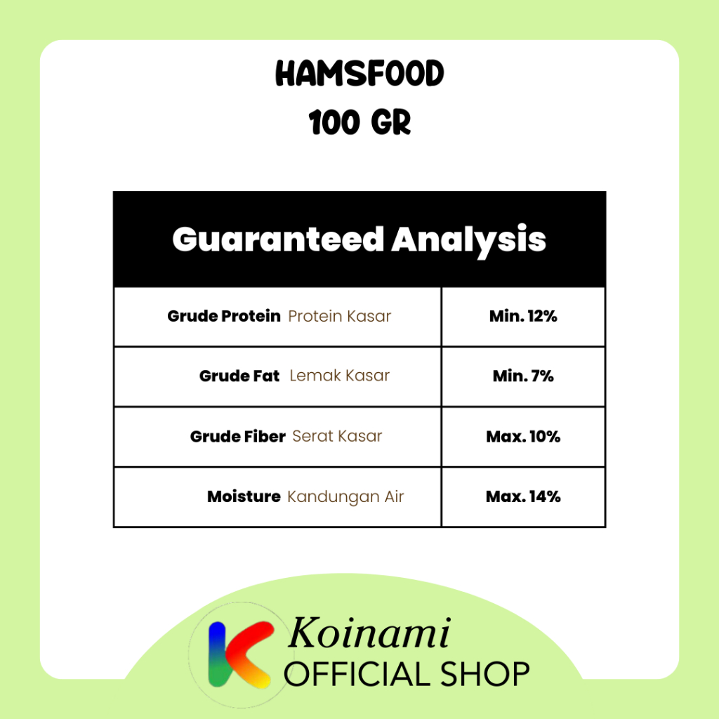 HAMSFOOD 100gr / Makanan Hamster / Makanan Pengerat / aksesoris hamster /hamster