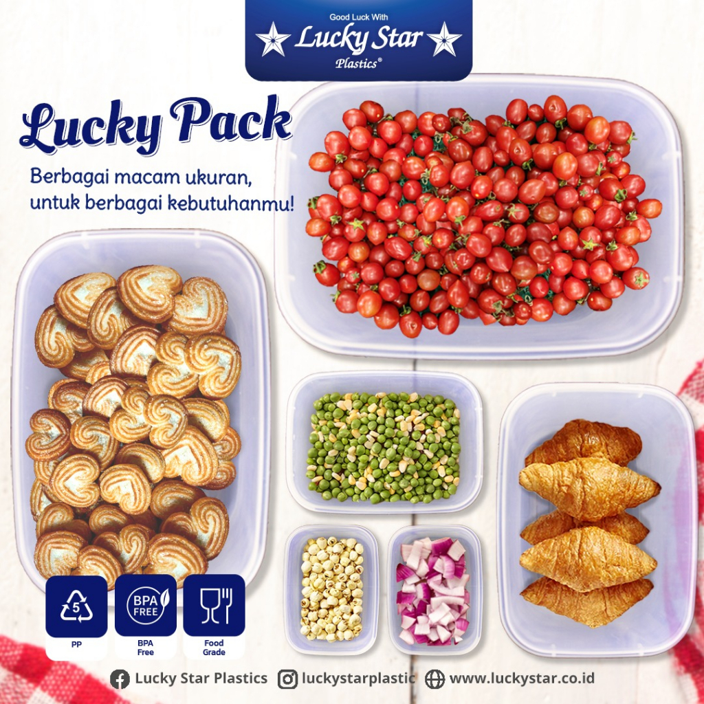 Toples Plastik Lucky Pack 2700 ml / 950ml Wadah Plastik / Food Container / Tempat Kue / Tempat Donat / Tempat Adonan / Lucky Star