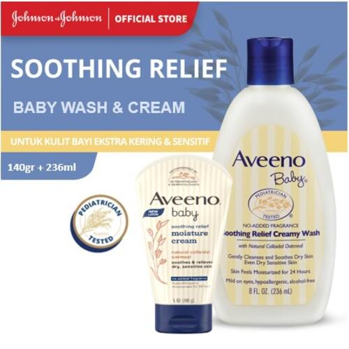 AVEENO BABY Soothing Relief cream - Sabun Mandi &amp; Moisturizing Cream untuk Kulit Sensitif Bayi 140gr