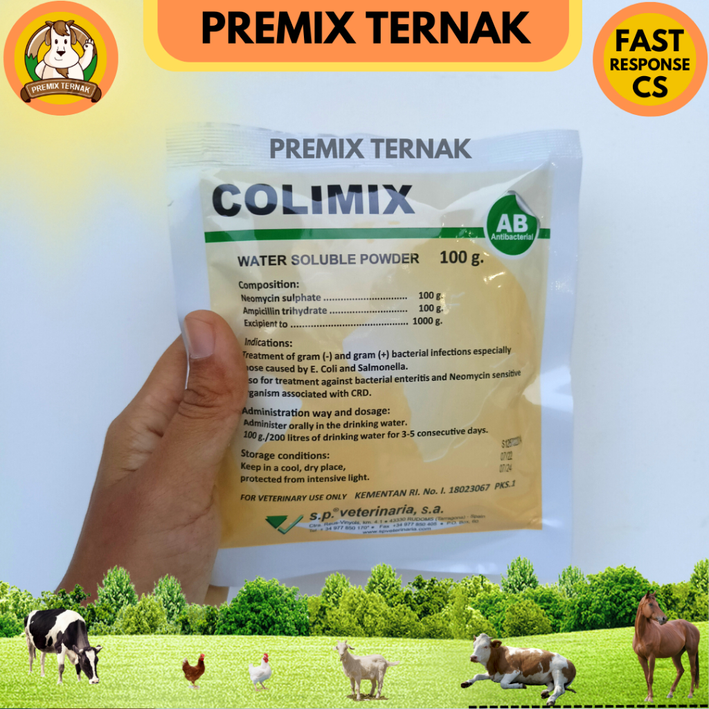 COLIMIX 100 gram - ( neomycin ampicillin ) - Obat kolibasilosis, CRD dan NE pada ayam - Obat ayam