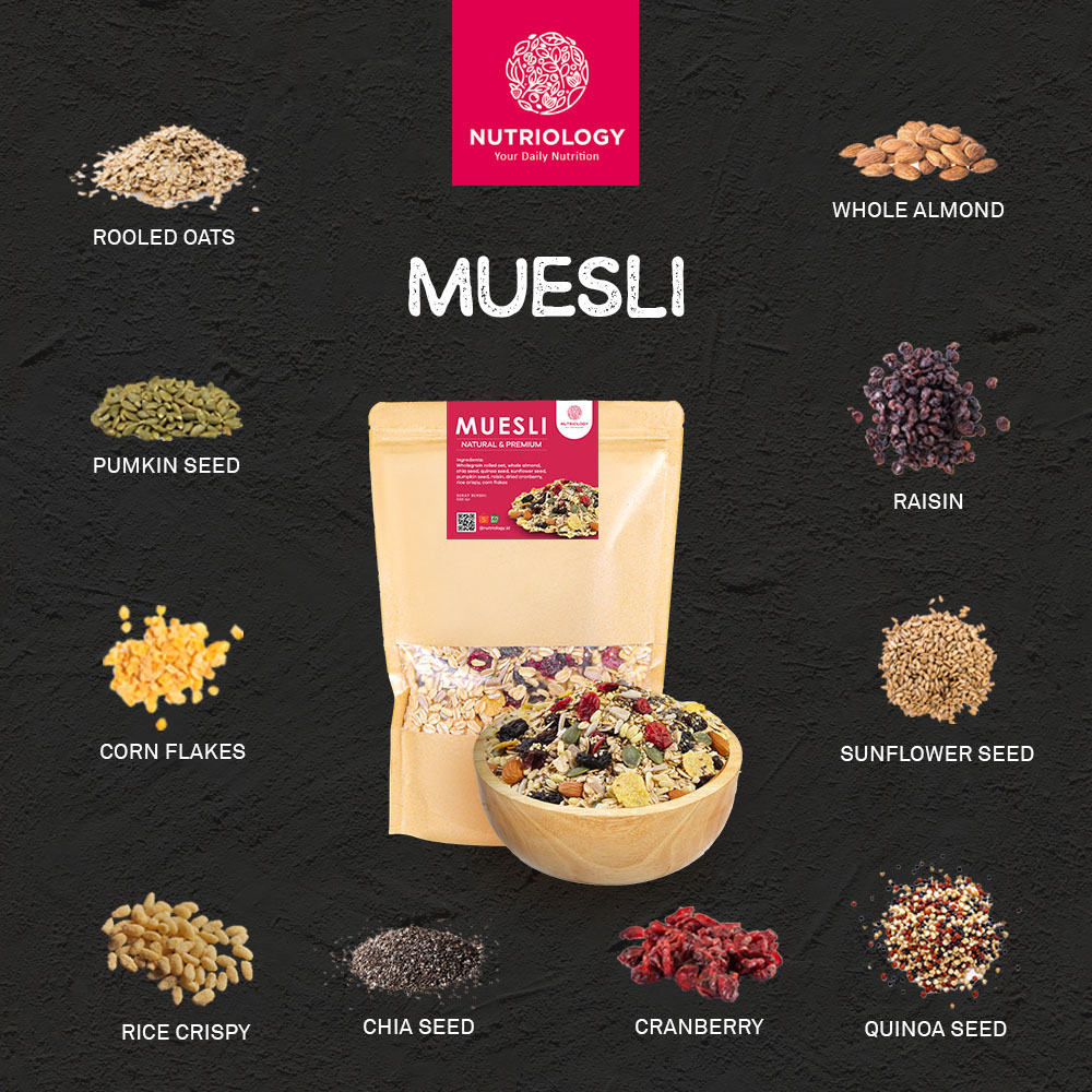 Muesli Fruit seed Nutriology 1 Kg Sereal Diet Sehat Sarapan Praktis Murah Bergizi Premium Alami Oatmeal