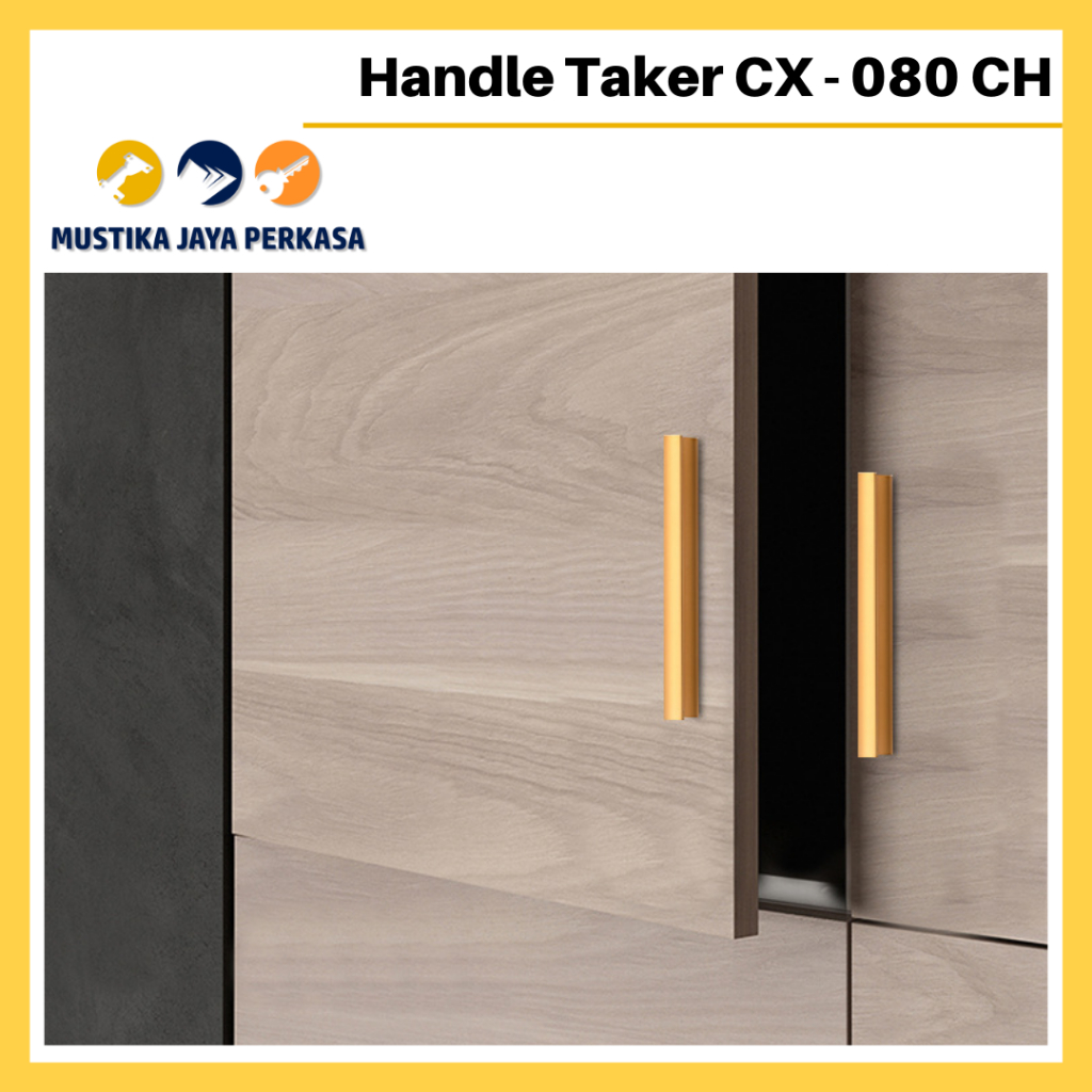 Handle Lemari Minimalis TA 09 CX080  CH Silver Hitam Gold Tarikan Laci Alumunium Besi