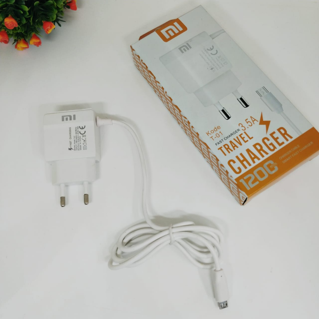 TRAVEL CHARGER T01 T/C Branded 3.5A + KABEL CASAN MICRO BY SMOLL