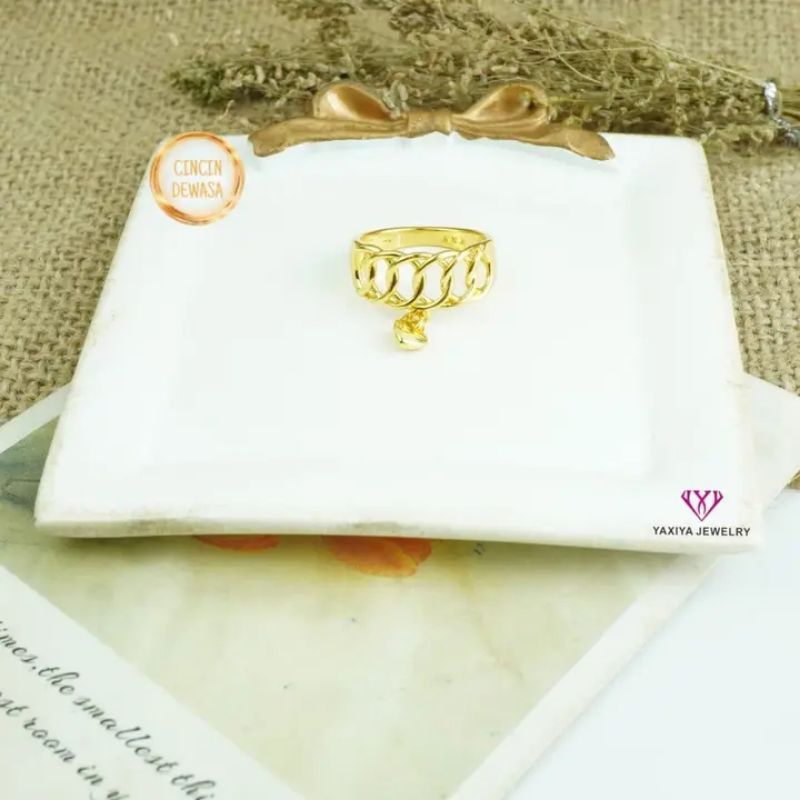 cincin rantai love lapis emas 24k