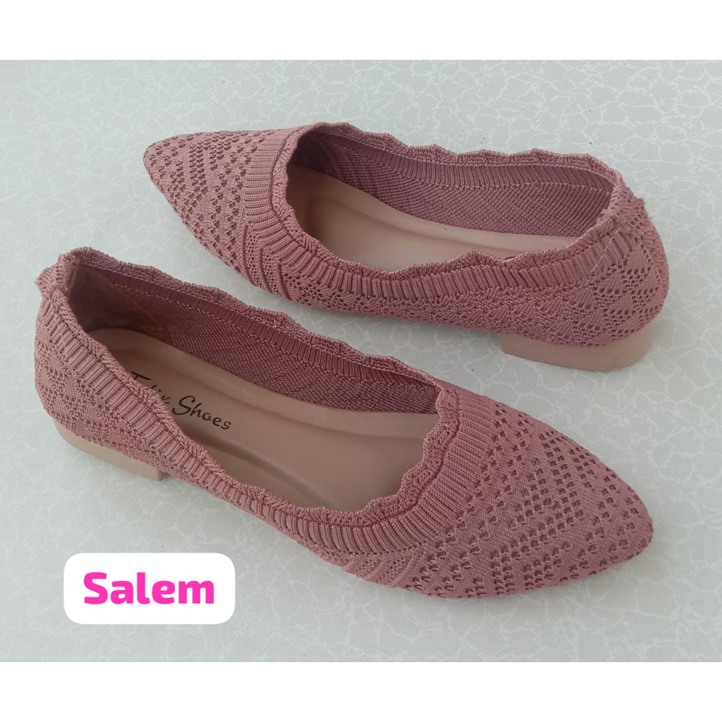 Sepatu Wanita Flatshoes tinggi 3cm Balet Rajut Import Premium casual Karet elastis - FF17