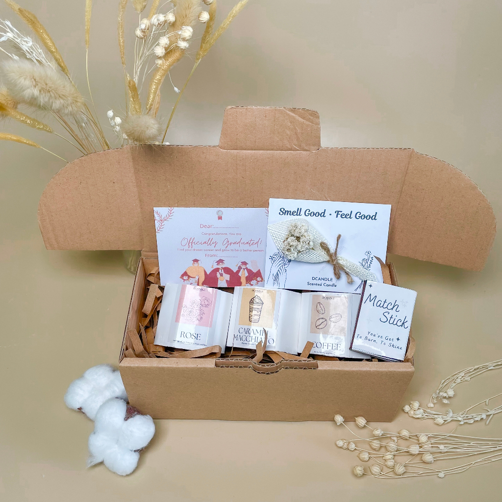 Hampers Concrete Scented Candle Isi 3 | Kado Souvenir Gift Box Minimalis Aesthetic