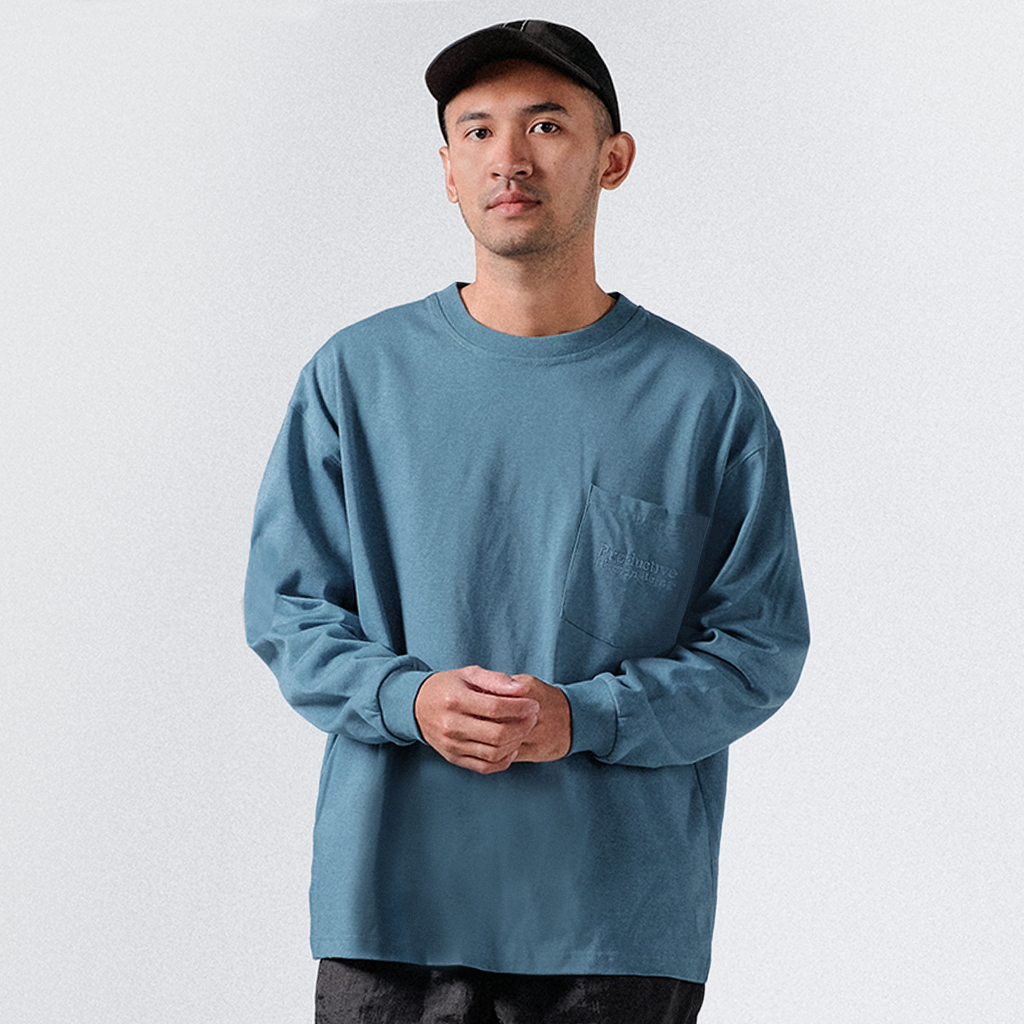 Orca Oversized Long Tees Pocket Bluestone