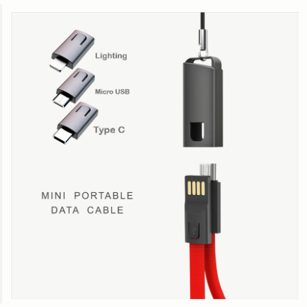 WTW Charge Kabel Keychain  Fast Charging cocok untuk Android iPhone lighting Type-C Micro USB kabel data samsung Phone