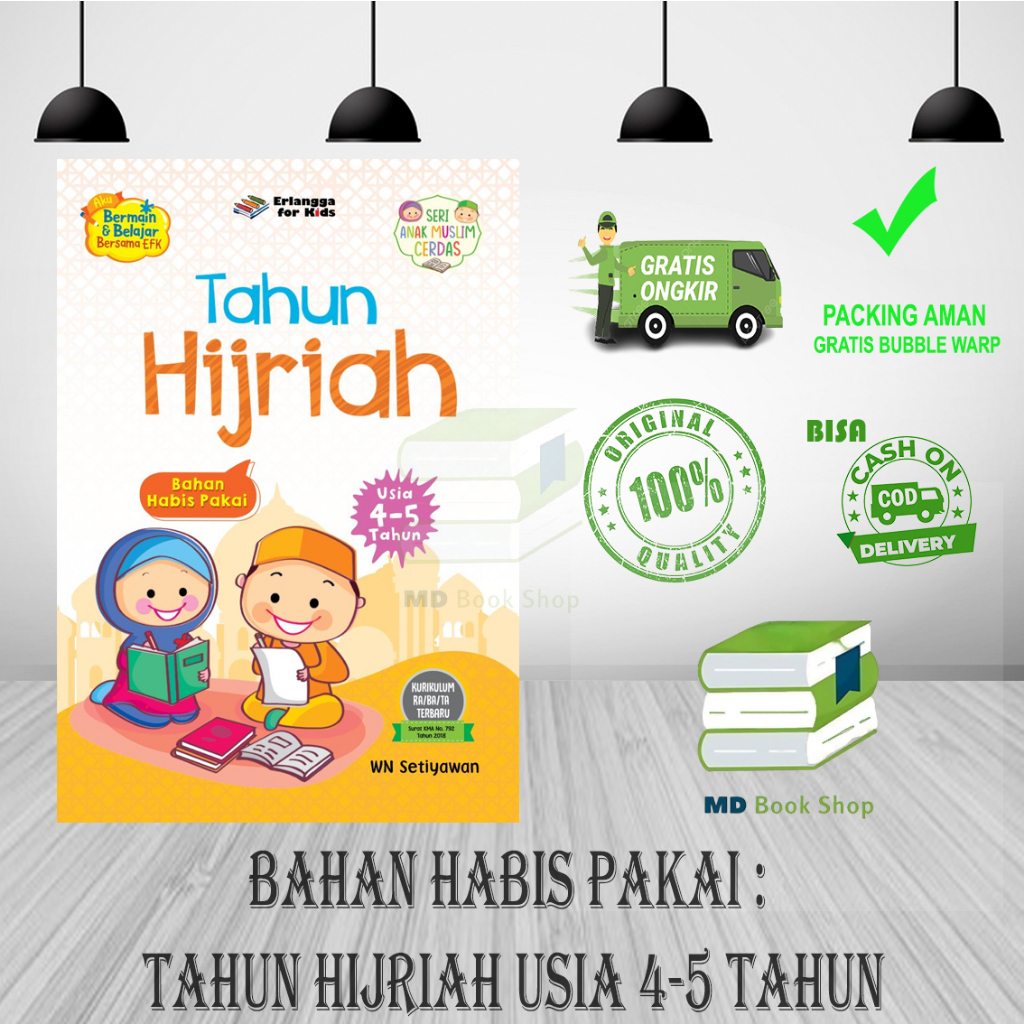 BAHAN HABIS PAKAI : TAHUN HIJRIAH USIA 4-5 TAHUN - ERLANGGA FOR KIDS